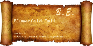 Blumenfeld Emil névjegykártya